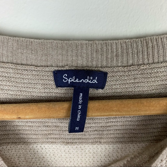 Splendid Beige Merino Wool and Alpaca Blend Striped Short Sleeve Soft Top - Picture 8 of 8